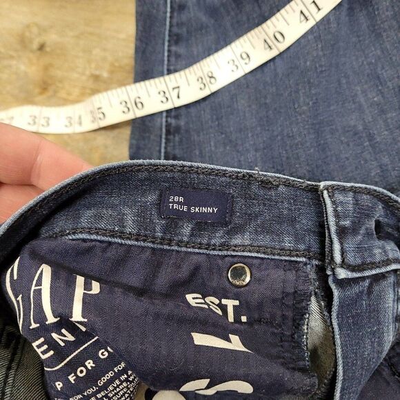 Gap Denim Mid Rise True Skinny‎ Jeans Super Slimming Blue Womens Size 28 - Picture 8 of 10